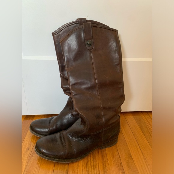 Frye Melissa Brown Leather Riding Boots Size 8 - Picture 1 of 4